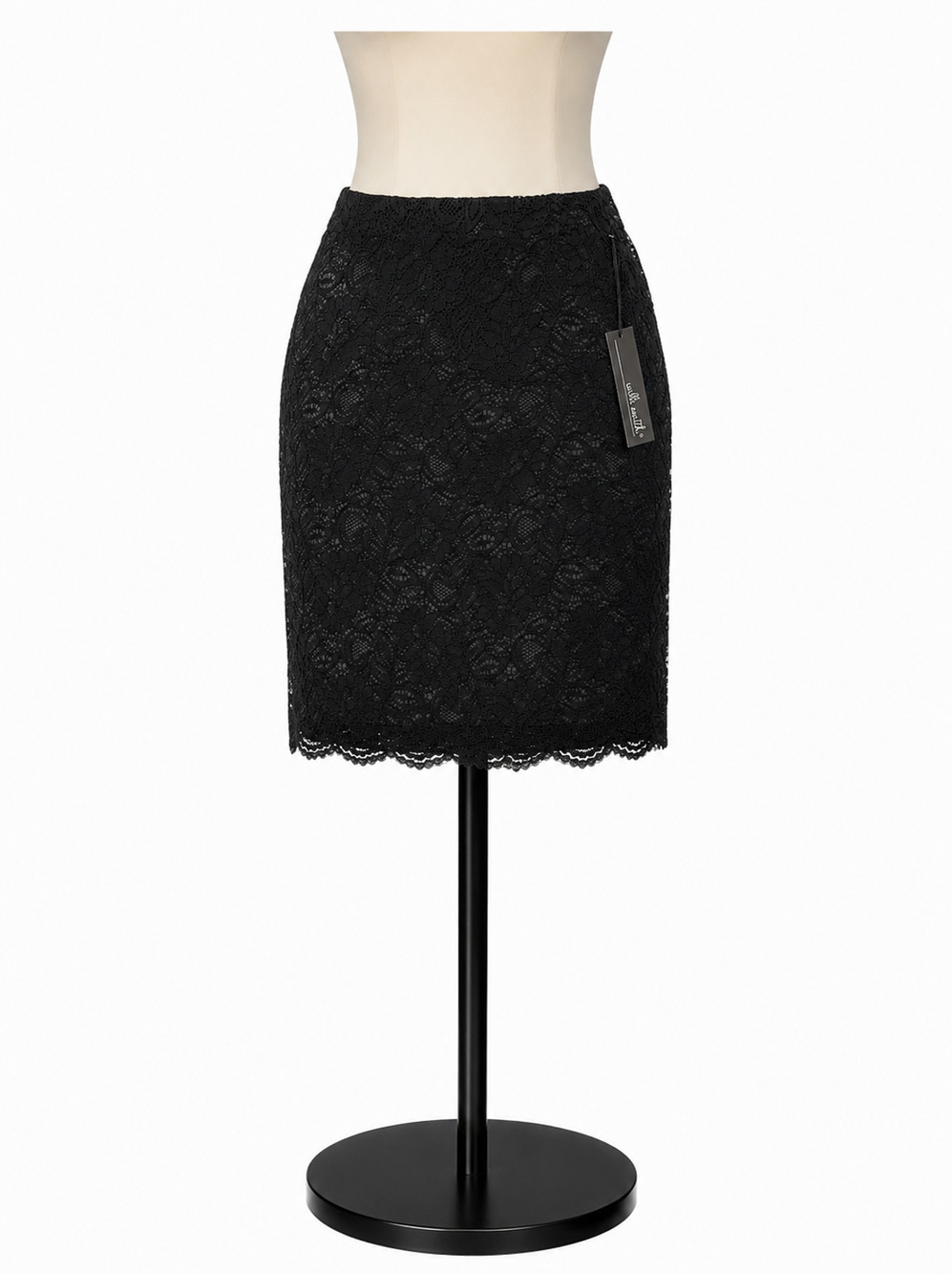 Willi Smith Black Floral Lace Mini Pencil Skirt Size 6 NWT